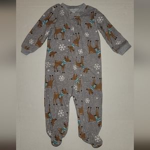 Carters Christmas pajamas  gray footies reindeer snowflakes blue scarves